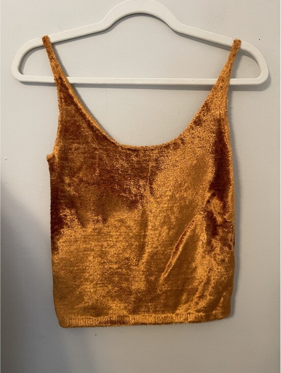 Vince Tops - VINCE panne sweater camisole top gold Sap velvet Fuzzy XS Tank Soft Stretchy